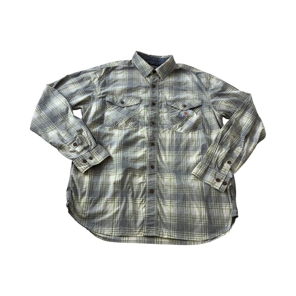 Carhartt Rugged Flex Relaxed Fit Plaid Button Up Shirt Men's Size L Workwear - Picture 3 of 9